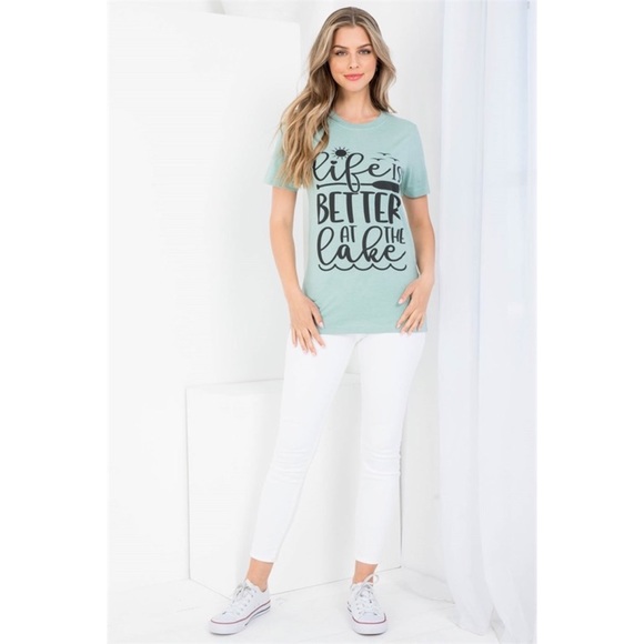 Mint Green ‘Life is Better at the Lake’ Graphic Tee - Picture 6 of 14